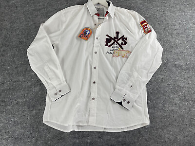 Para Jumpers Men’s Button up Shirt Large White Long Sleeve Embroidered N21 $79.90