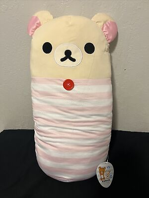 #ad San X Rilakkuma Korilakkuma Pillow Plush Big Super Soft Pink From Japan 22”x11” $25.00