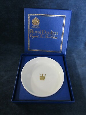 #ad ROYAL CRUISE LINE Ocean Liner Ship White Dish Gold Logo Coaster Royal Doulton $9.99