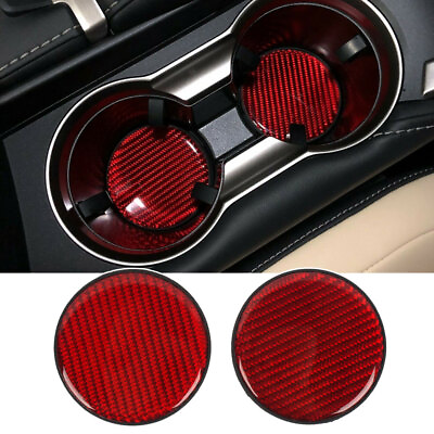 #ad 2X Car Accessories Cup Holder Pad Water Cup Slot Non Slip Mats Red Carbon Fiber C $10.38