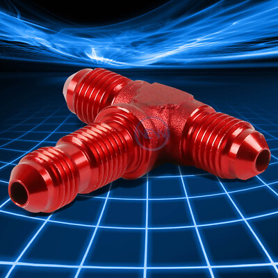 #ad 8AN AN8 AN 8 1 2 MALE ON RUN TO FEMALE BULKHEAD RED FINISH TEE FITTING FUEL OIL $10.88