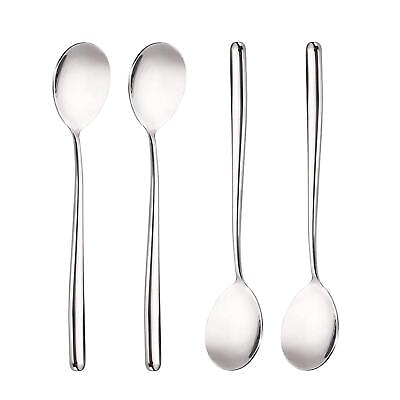 #ad Stainless Steel SpoonLong handle Great Circle Soup Spoons Korean Long Handle... $20.45