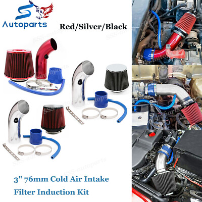 #ad 3quot; Car Cold Air Intake Filter Induction Kit Pipe Power Flow Hose System 76mm $26.59