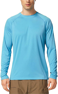 #ad Men#x27;s UPF 50 UV Long Sleeve Shirts Lightweight Sun Protection Medium Blue $45.06
