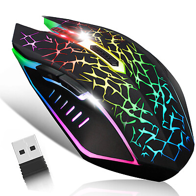#ad Wireless USB Optical Mice PC Gaming Mouse 7 Colors W USB Receiver Rechargeable $12.48
