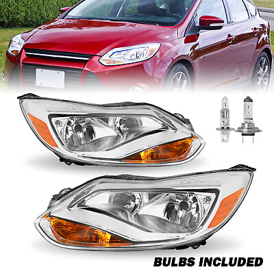#ad For 2012 2013 2014 Ford Focus Halogen OE Style Headlights Assembly LR w Bulbs $89.99