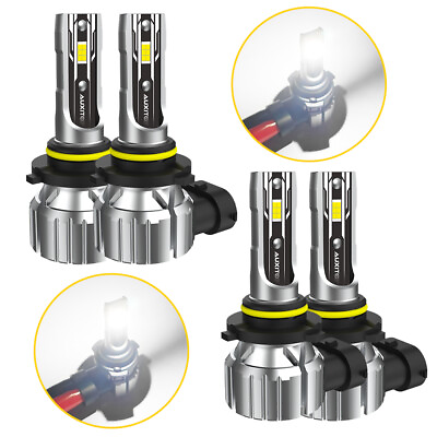 #ad 4x AUXITO 9005 9006 LED Combo Headlight Bulbs High Low Beam Kit Extremely White $35.99