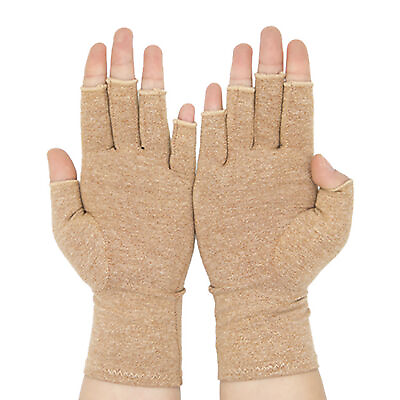 #ad 1 Pair Pressure Gloves Half Finger Therapy Women Men Arthritis Gloves $8.98