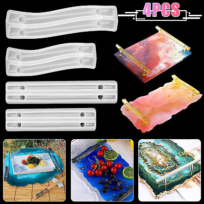 #ad 4 Sets Tray Handle Resin Mold Silicone Epoxy Casting Mould for DIY Cabinet Door $11.48