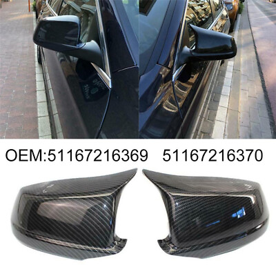 #ad 2X Carbon Fiber Side Mirror Cap Cover For 2011 2013 BMW F10 535i 550i 530d 528i $37.99