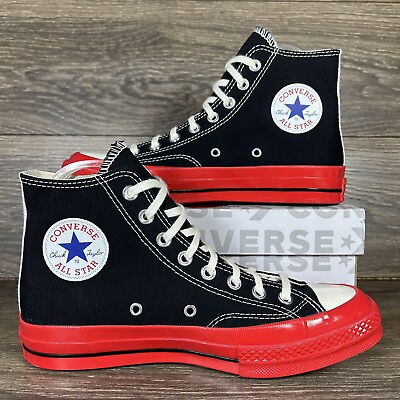 #ad Converse Mens Chuck Taylor All Star 70 Hi Comme Des Garcons PLAY Black Red Shoes $89.95