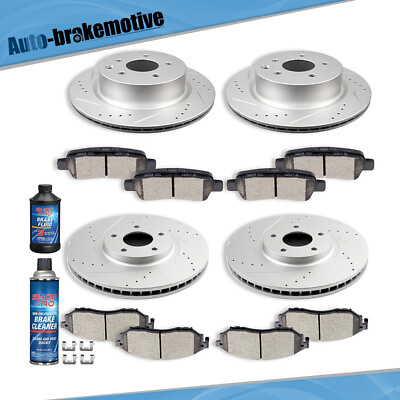 #ad FRONT AND REAR DRILLED SLOTTED BRAKE ROTORS AND CERAMIC PADS FOR INFINITI NISSAN $184.91