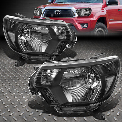 #ad FOR 12 15 TOYOTA TACOMA BLACK HOUSING CLEAR CORNER HEADLIGHT REPLACEMENT LAMPS $87.88