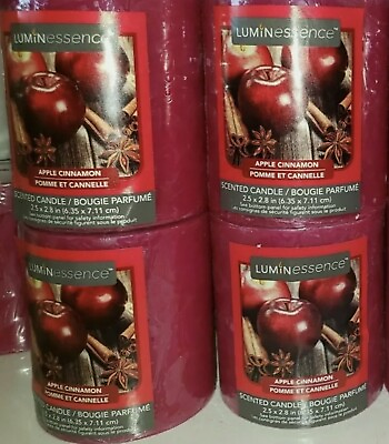 #ad Set of 4 Luminessence Apple Cinnamon Pillar Candles Great Scent $20.90
