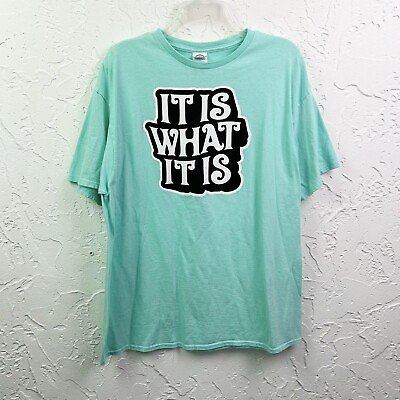 #ad “It Is What It Is” Blue Crewneck Graphic T shirt Size XL $9.60