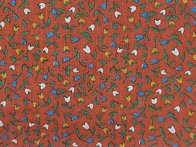 #ad Vintage Tiny Flowers Red Background Floral Cotton Fabric 5Yards30inch yardage $42.00