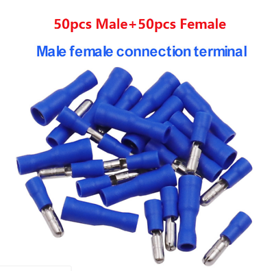 #ad 50pair Blue Male Female Bullet Insulated Connector Crimp Terminals Wiring Cable $6.88