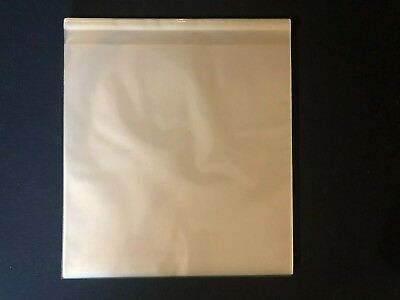 #ad 100 Record Sleeves Resealable Flap clear Plastic Outer 33 RPM LP Cover Album bag $22.99