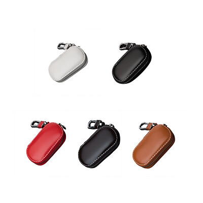 #ad Stylish Leather Car Key Fob Case Cover Keychain Zipper Bag Protector Portable UK $8.75