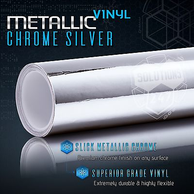 #ad Silver Chrome Mirror Vinyl Wrap Film Sticker Decal Bubble Free Air Release $48.80