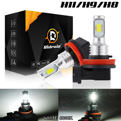 #ad 2X H11 H8 H9 LED Fog Light Bulbs Car Driving Lamp DRL 6000K Bright White CSP $11.98
