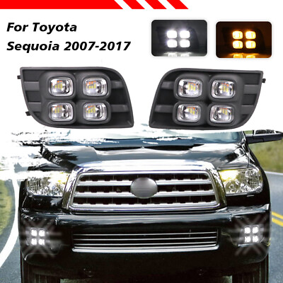 #ad Upgrade LED 4 Eyes Fog Light Daytime Running Lights For Toyota Sequoia 2007 2017 $108.55