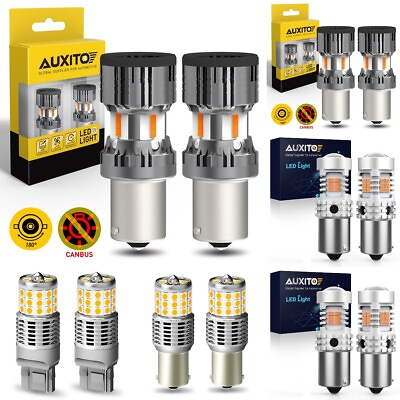 #ad Auxito BAU15S Amber LED Super Bright Turn Signal No Hyperflash Bulb CANBUS Light $18.04