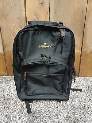 #ad Hallmark Channel Rolling Black Backpack 20” x 16” x 8” $18.95