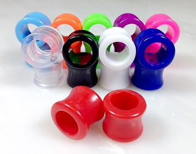 #ad PAIR Solid Color Ear Tunnels Plugs Gauges Earlets 3mm through 30mm available $7.99