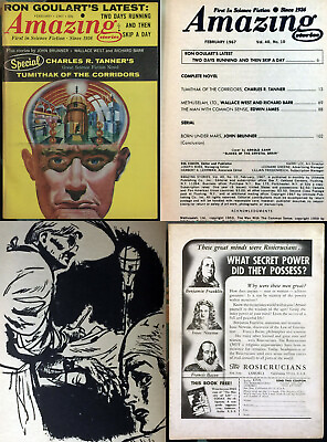 #ad AMAZING STORIES February 1967 V40#10 VINTAGE SCIFI Pulp Ron Goulart John Brunner $12.50