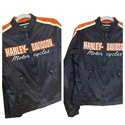 #ad Harley Davidson Windproof Zip Up Embroidered Front Ladies Jacket Size Medium $94.98