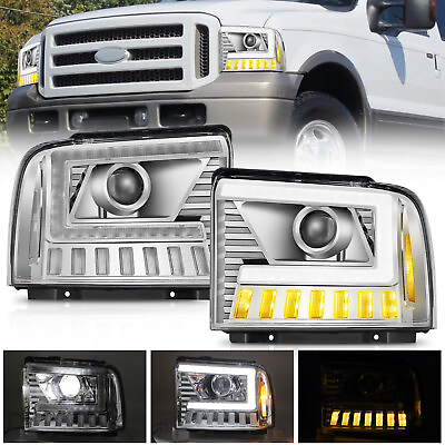 #ad LED DRL Sequential Headlights For 2005 07 Ford F250 F350 F450 F550 SuperDuty LR $225.99