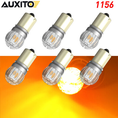 #ad 6pcs 1156 Amber LED Turn Signal Light Bulbs Error Free Super Bright BA15S EON $39.99