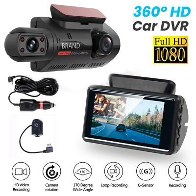 #ad Dual Lens Car DVR Dash Cam Video Recorder G Sensor 1080P Front And Inside Camera $18.49