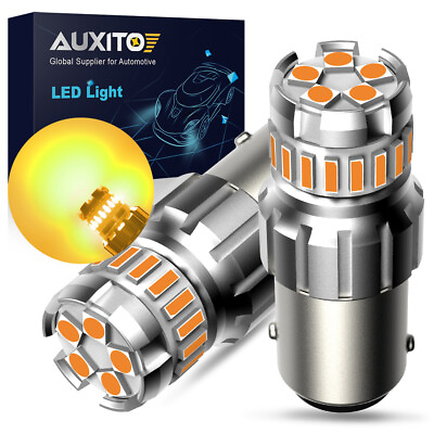 #ad AUXITO 1156 Amber Yellow LED Turn Signal Indicator Parking Light Bulbs CANBUS $14.99