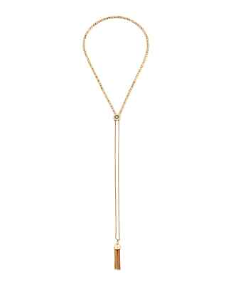 #ad BCBGeneration Stone Tassel Slider Gold tone Metal Y Necklace $22.99