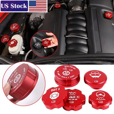 #ad 5PCS Red Alloy Engine Cabin Fluid Switch Trim Cover For Corvette C6 2005 2013 US $79.99