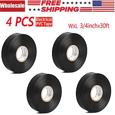#ad 16 Rolls General 3 4quot; InchX30 FT Vinyl PVC Black Insulated Electrical Tape LOTS $10.99