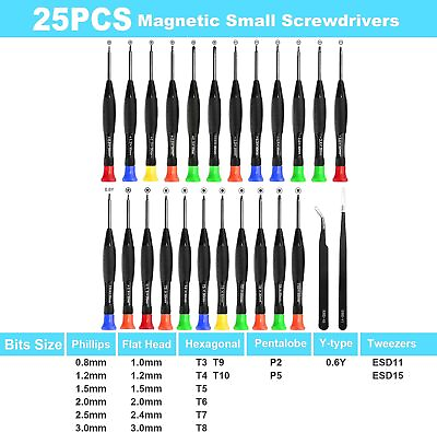 #ad 25 PCS Small Screwdriver Set Magnetic Eyeglass Watchmaker Electronic Jewelers $19.00