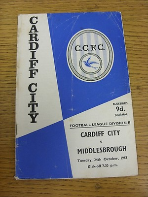 #ad 24 10 1967 Cardiff City v Middlesbrough Crease Fold Worn Light Marks . Good GBP 3.99
