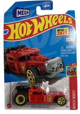 #ad 2023 Hot Wheels #104 Brick Rides 4 5 BRICK AND MOTOR Red MEGA New Model 1:64 $5.99