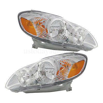 #ad Chrome Headlights Pair For 2003 2008 Toyota Corolla Headlamps Left amp; Right 03 08 $48.09