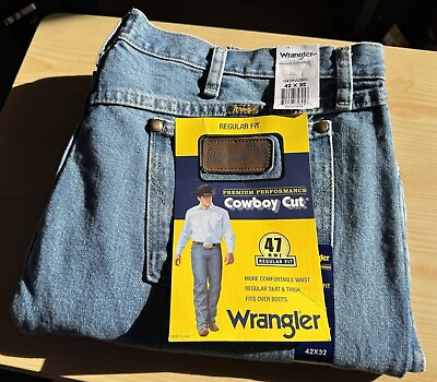 #ad Wrangler Men#x27;s 47Mwz Premium Performance Cowboy Cut Regular Fit Prewashed Jeans $34.90