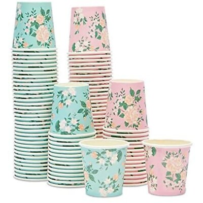 #ad Paper Espresso Cups Small Shot Cup for Bathroom 2 Floral Designs 4 oz 100x $16.29