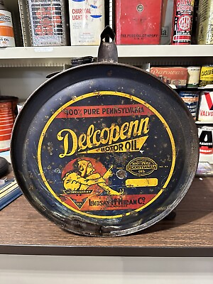 Early Vintage 1920s 5 Gal DELCO Oil Rocker Can Independent Motor Oil CLEAN LOOK $1250.00