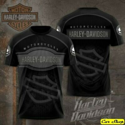 Hot Limited Edition Harley Davidson Men#x27;s 3D Full Printed Black T shirt 2023 $20.98