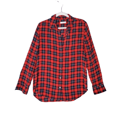#ad Equipment Femme Women#x27;s Long Sleeve Reese Red Plaid Button Up Blouse Small $85.00