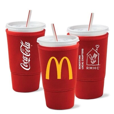 #ad McDonalds Koozie JAVA SOK Red Large 32oz Thermal Insulated Neoprene Cup Sleeve L $6.79