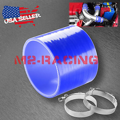#ad 3quot; Silicone Hose Adapter Transition Blue Coupler Pipe Connector T Clamp Intake $8.15