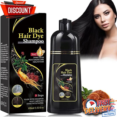 #ad Natural Black Hair Dye Shampoo for Women Magic Instant 3 in 1 Hair Color Shampoo $11.69